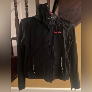 Bench Women's Black Utility Jacket with Pink Logo